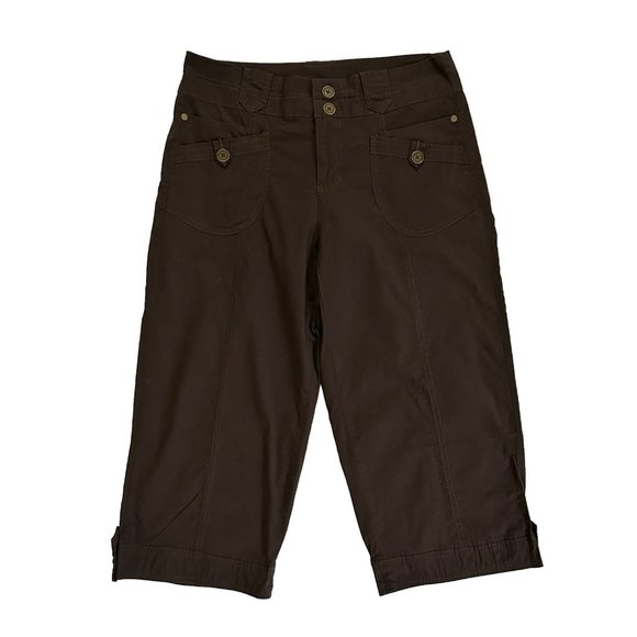 Women's Style & Co. Brown Stretch Cropped Capri Pants Size 4 - Picture 1 of 8